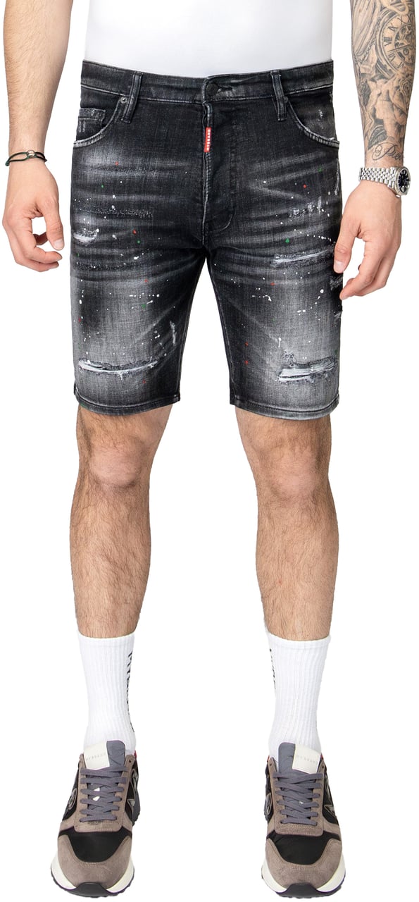 My Brand MYBRAND RED PAINT SHORT JEANS | BLACKJEANS Zwart