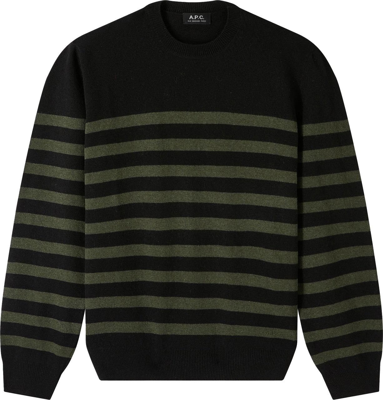 A.P.C. Pull streep kaki zwart Groen