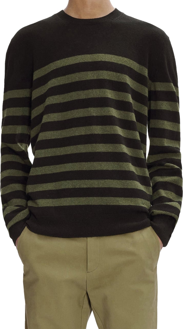 A.P.C. Pull streep kaki zwart Groen