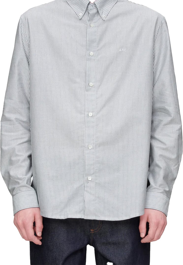 A.P.C. hemd streep blauw groen Groen