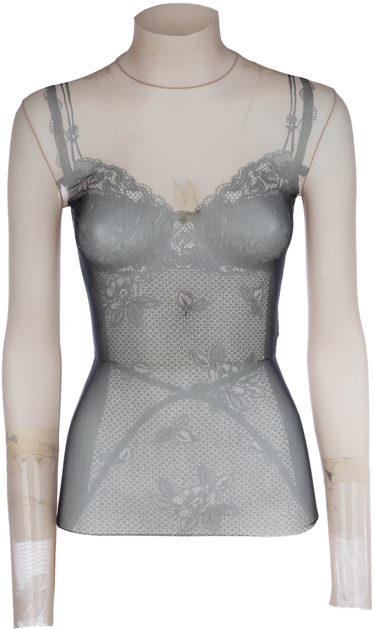 Balenciaga Trompe L'Oeil Lingerie Top Blacklight Blue Divers