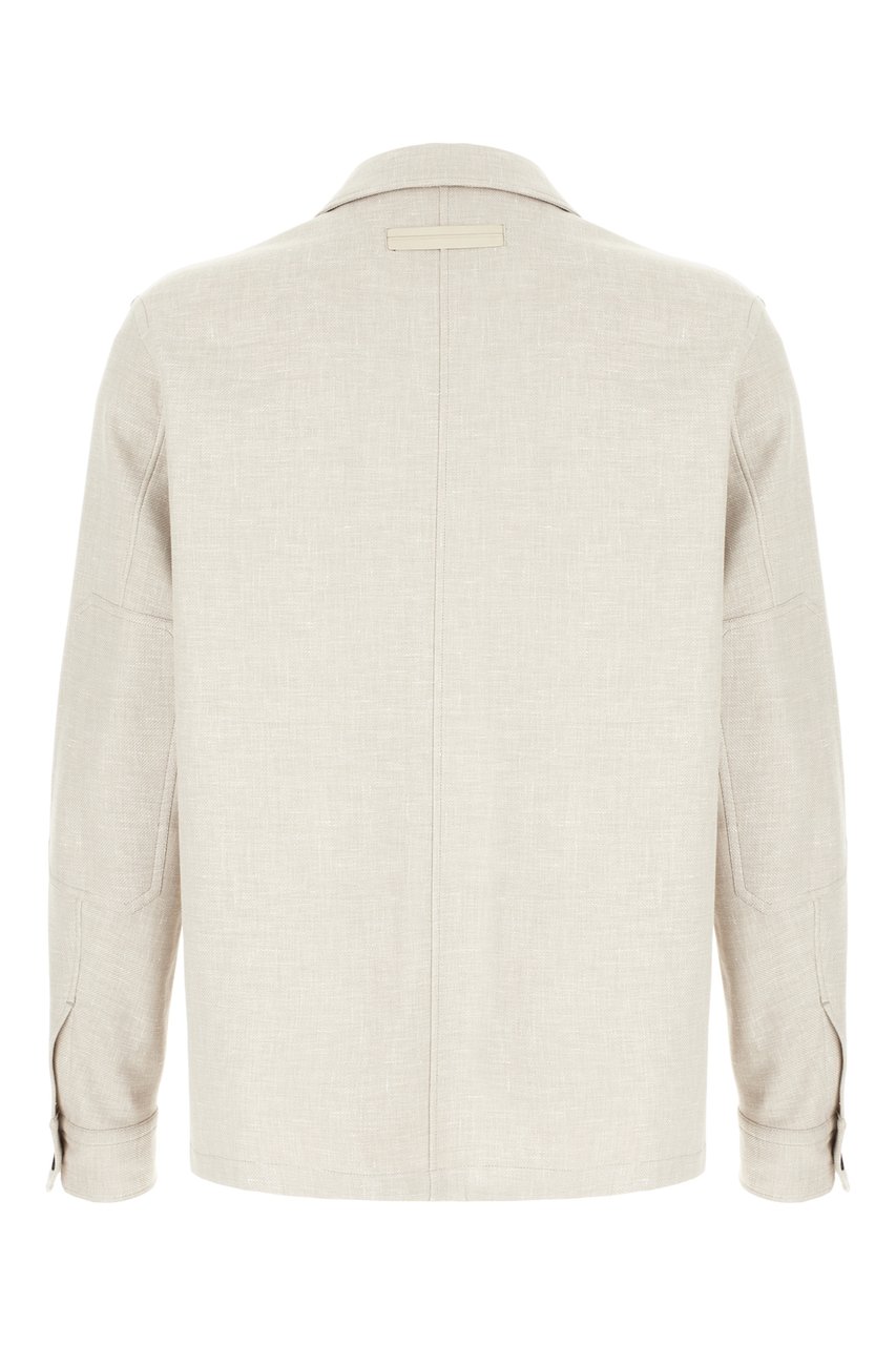 Zegna Zegna Sand stretch linen blend shirt Neutraal