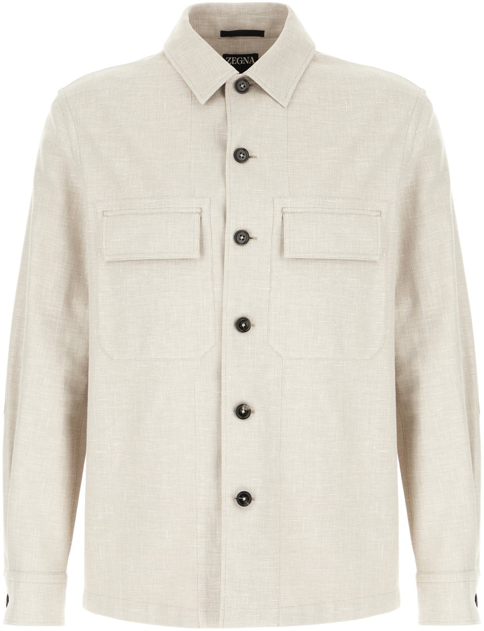 Zegna Zegna Sand stretch linen blend shirt Neutraal