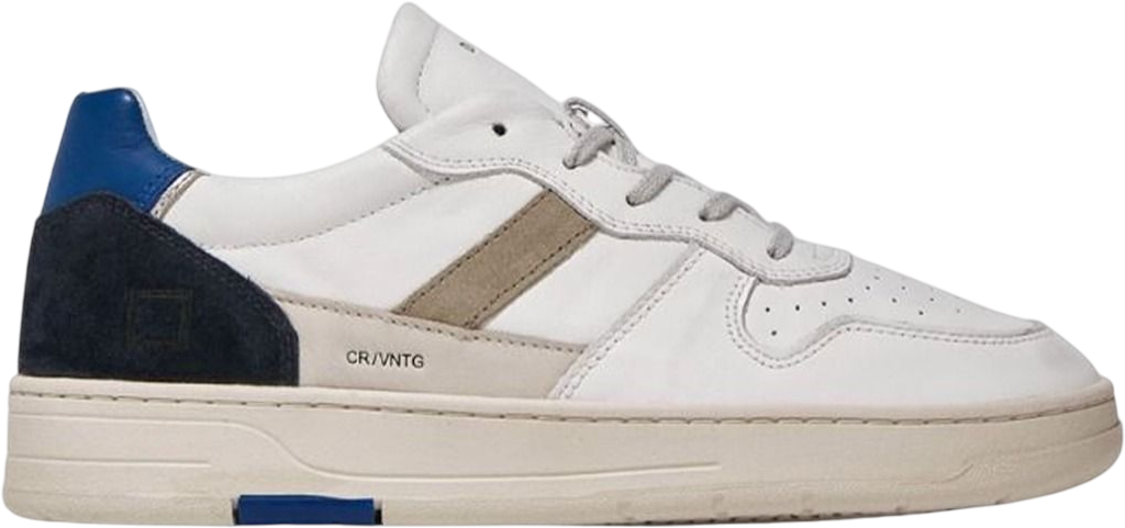 D.A.T.E. Sneaker court 2.0 vintage calf bianco-blu Wit