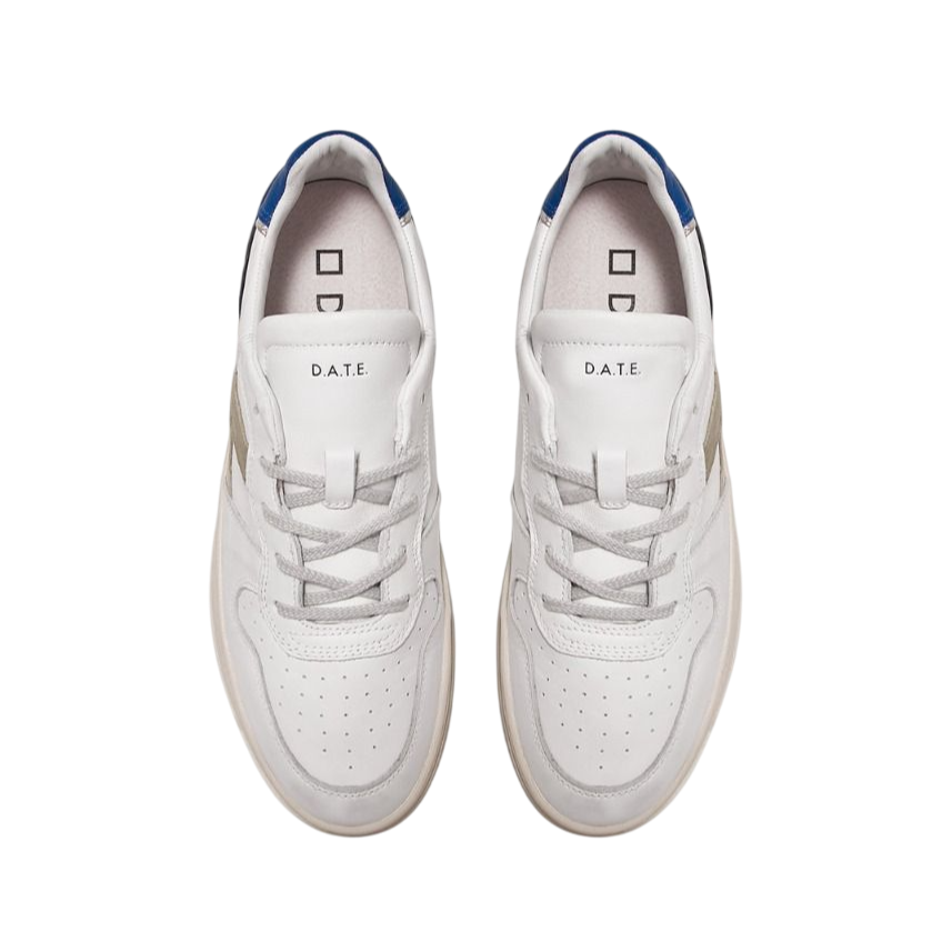 D.A.T.E. Sneaker court 2.0 vintage calf bianco-blu Wit