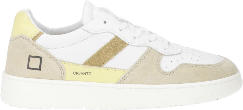 D.A.T.E. Sneaker court 2.0 vintage calf bianco-giallo Groen