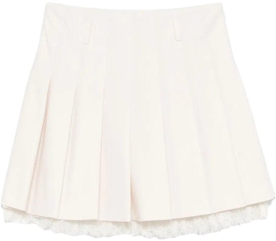 Self-Portrait Pleated Mini Skirt Bianco Wit