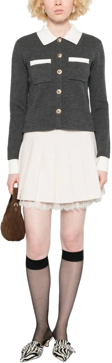 Self-Portrait Pleated Mini Skirt Bianco Wit