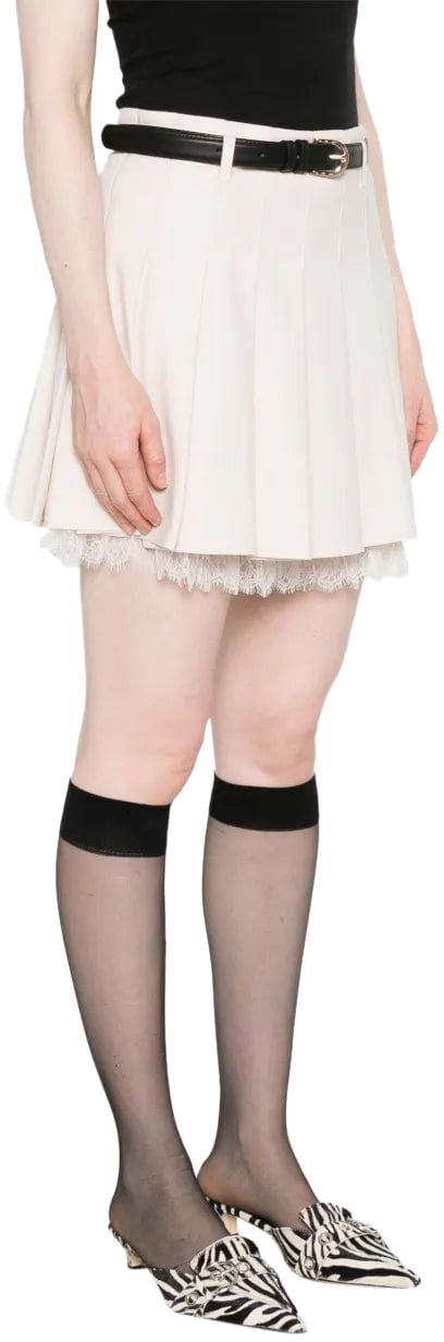 Self-Portrait Pleated Mini Skirt Bianco Wit