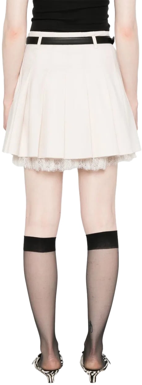 Self-Portrait Pleated Mini Skirt Bianco Wit