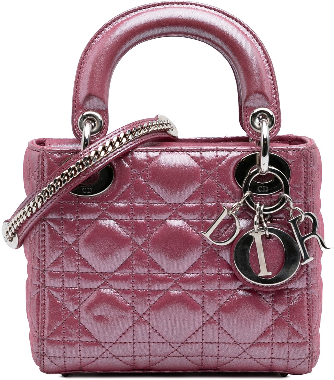 Dior Mini Iridescent Lambskin Cannage Lady Dior Roze