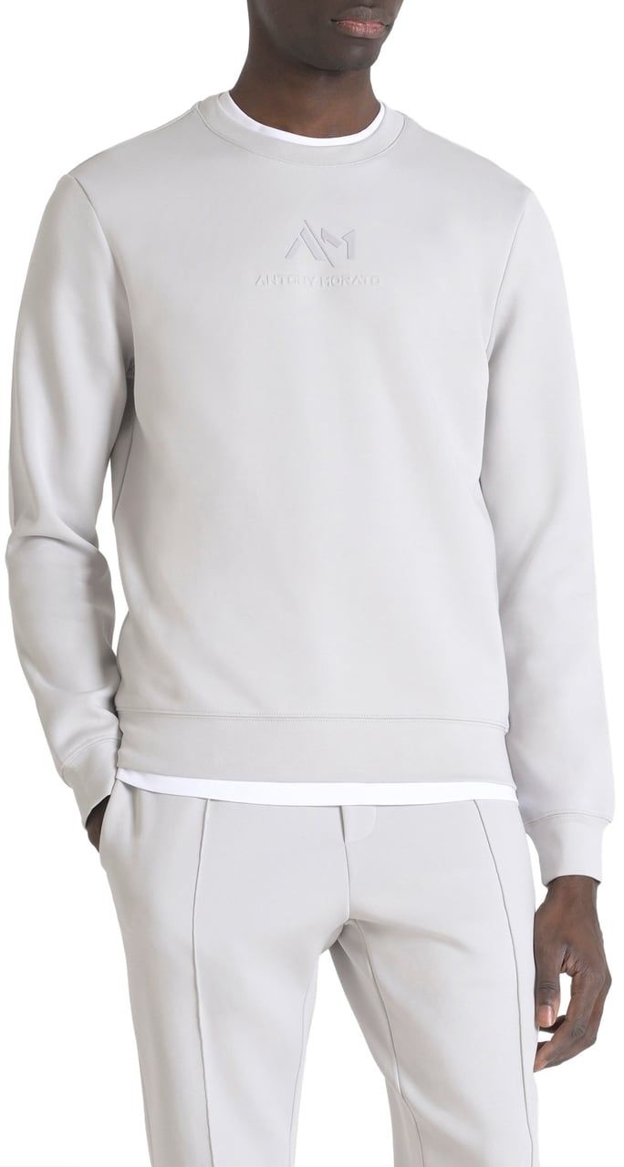 Antony Morato SWEATSHIRT SLIM FIT IN INTERLOCK COTTON BLEND FABRIC WITH FOAM LOGO PRINT Wit