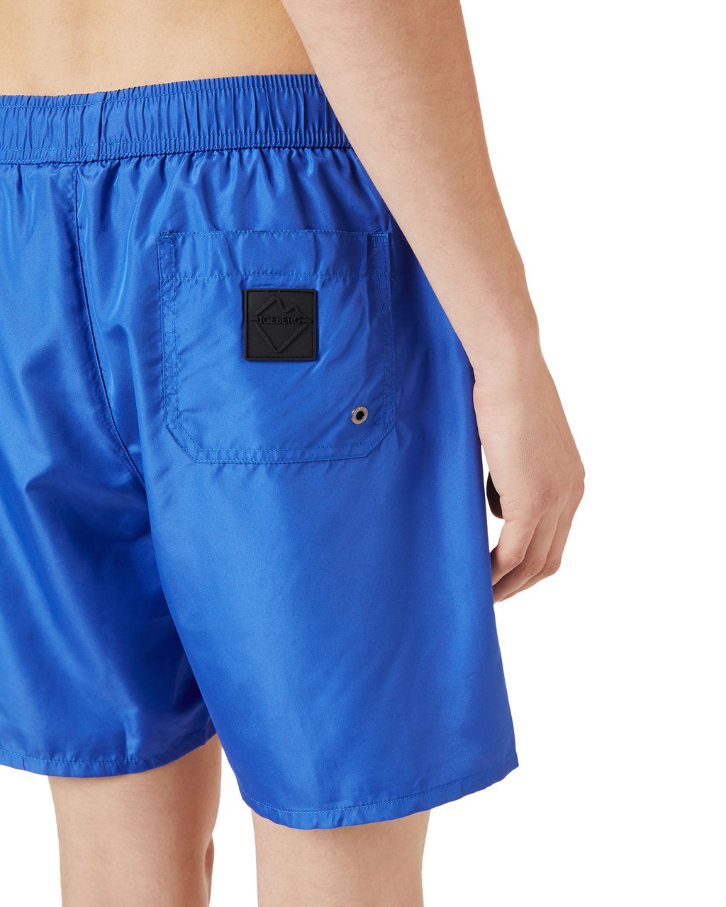 Iceberg Blue swim boxer shorts with drawstring and contrasting Iceberg logo on the leg Blauw