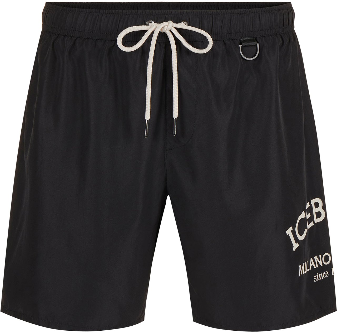 Iceberg Black swim trunks with drawstring and contrasting Iceberg logo on the leg Zwart