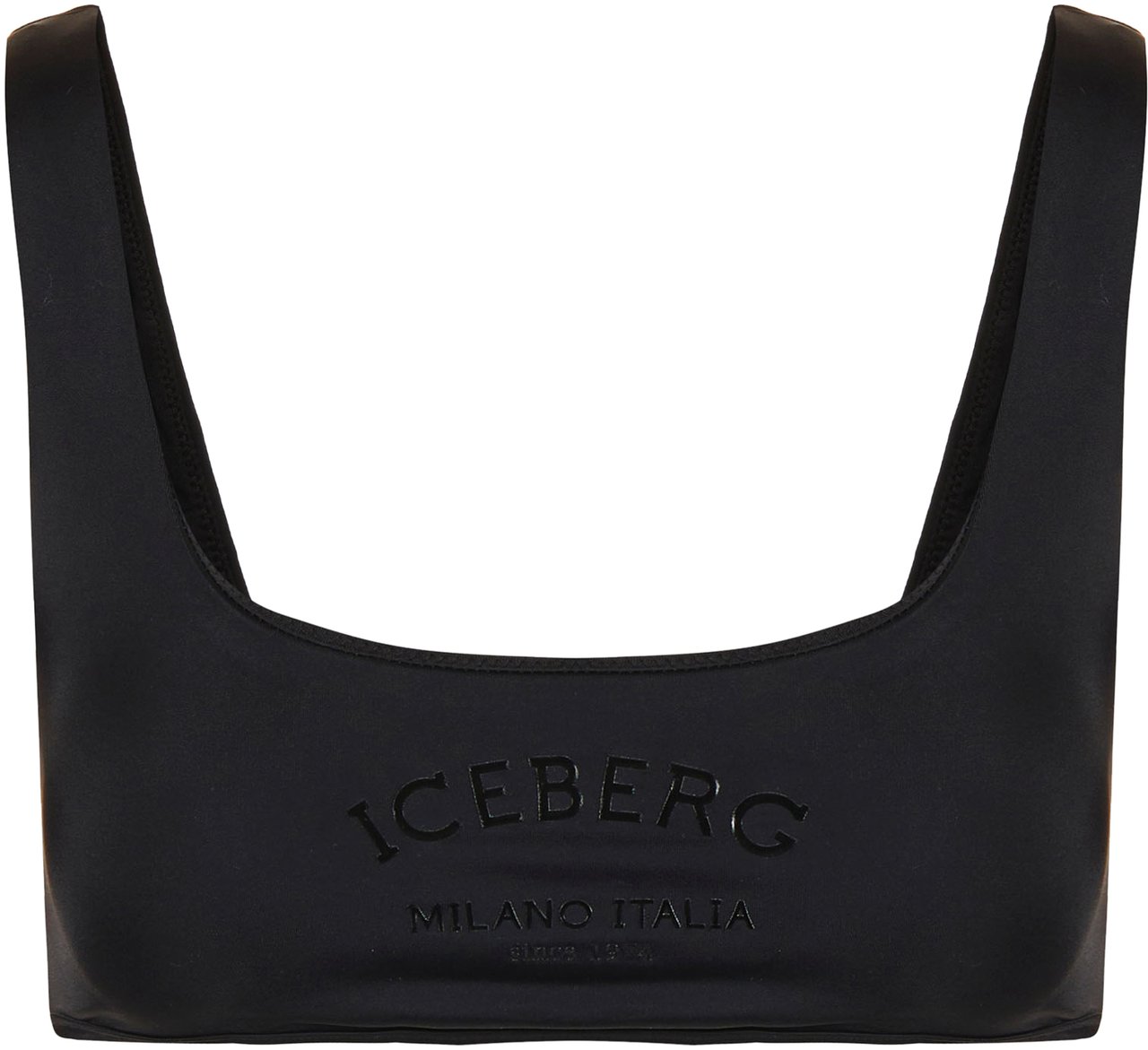 Iceberg Black swim top with tone-on-tone Iceberg logo on the front Zwart
