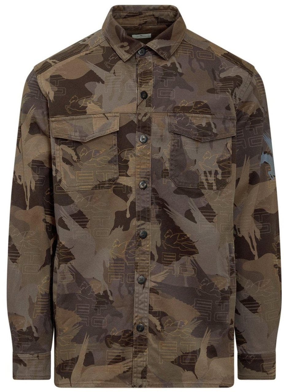 Etro Etro Camouflage Cotton Shirt Bruin