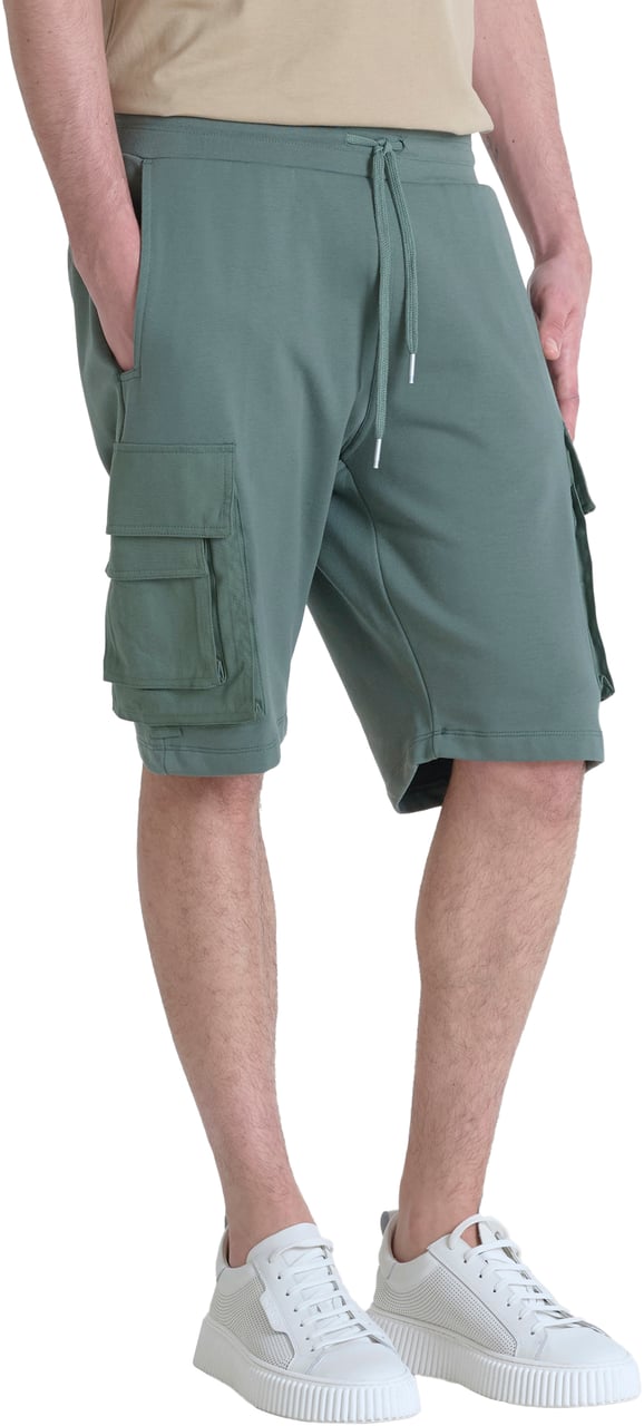 Antony Morato FLEECE SHORTS REGULAR FIT IN SUSTAINABLE COTTON BLEND FABRIC WITH EMBROIDERED LOGO Groen