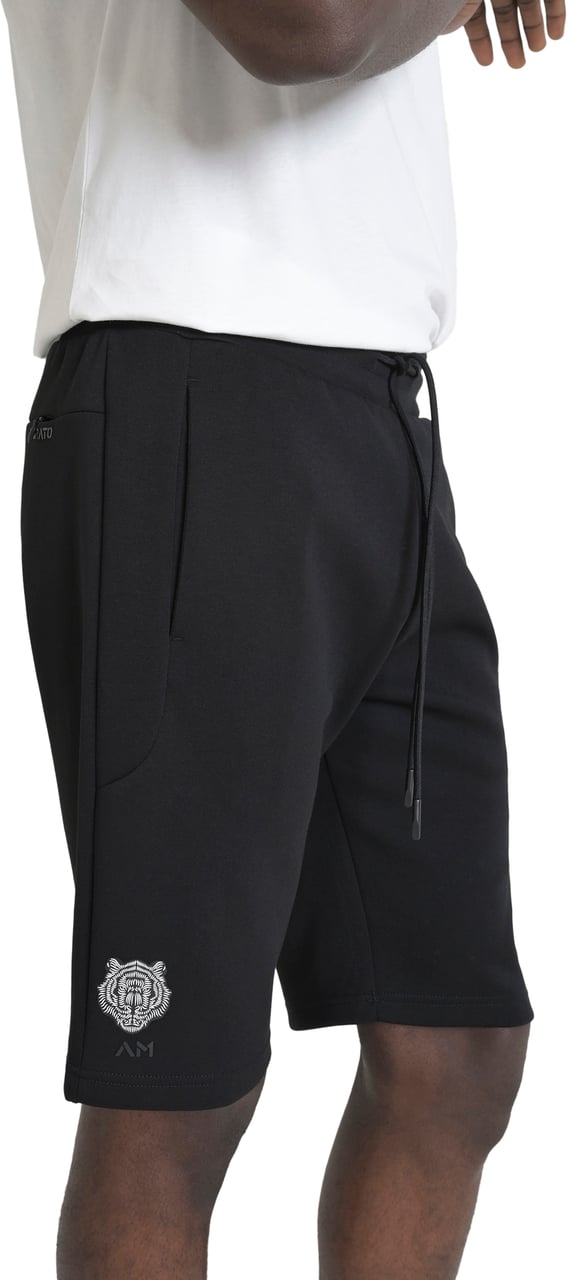 Antony Morato FLEECE SHORTS REGULAR FIT IN INTERLOCK COTTON BLEND FABRIC WITH RUBBER INJECTION LOGO PRINT Zwart