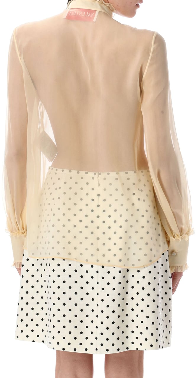 Valentino Garavani Shirt Chiffon + Lace Betulla Divers