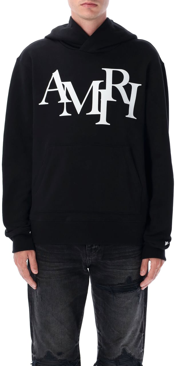 Amiri Staggered Hoodie Nero Zwart