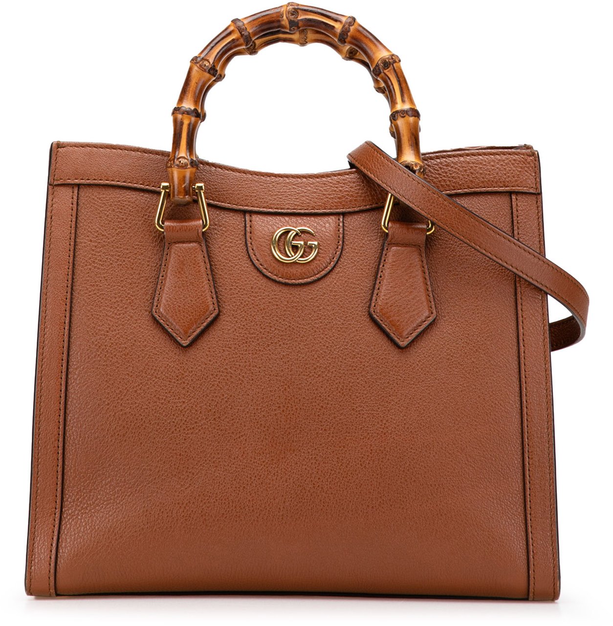 Gucci Small Leather Bamboo Diana Satchel Bruin