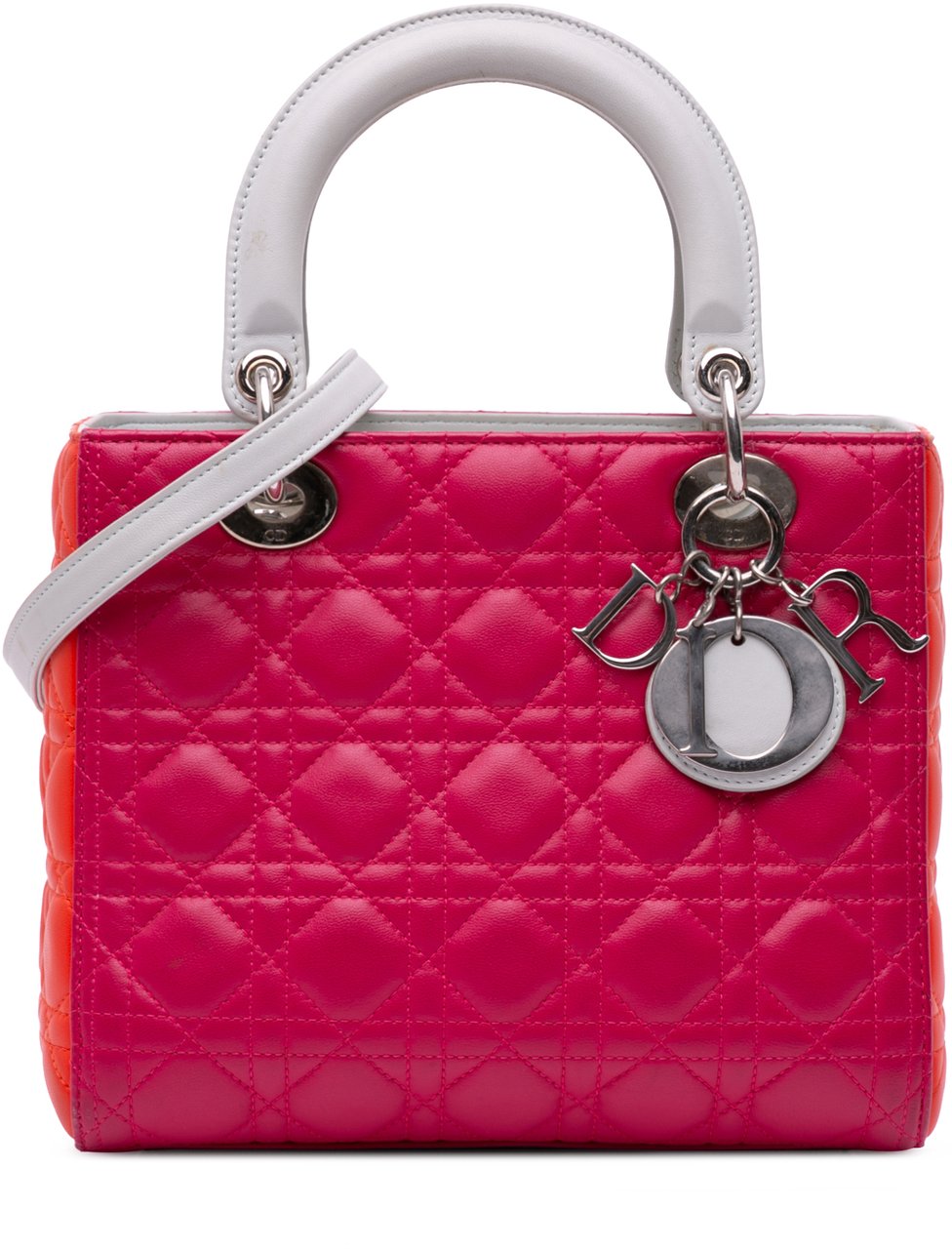 Dior Medium Tricolor Lambskin Cannage Lady Dior Roze