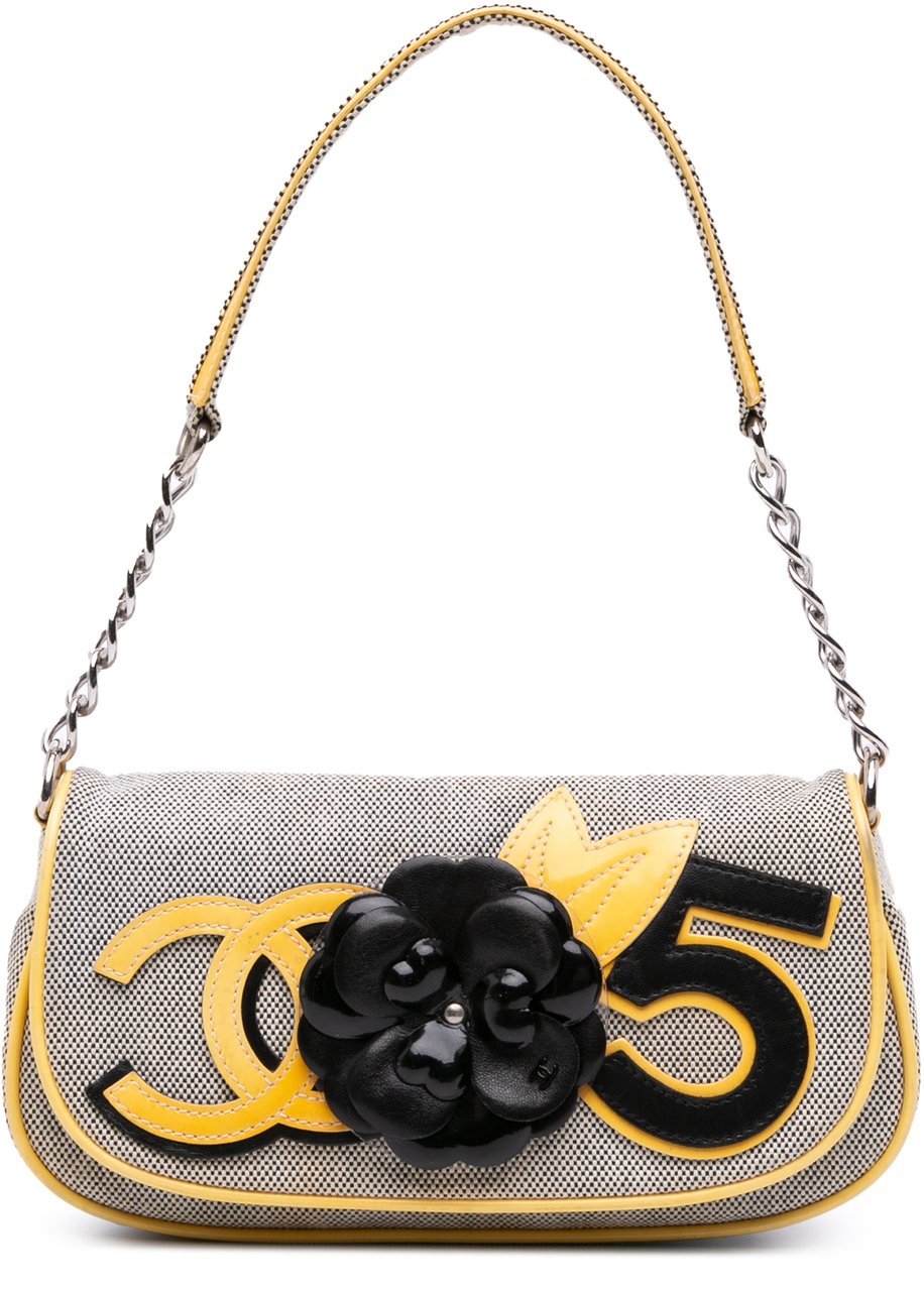 Chanel Canvas CC Camellia No. 5 Shoulder Bag Grijs