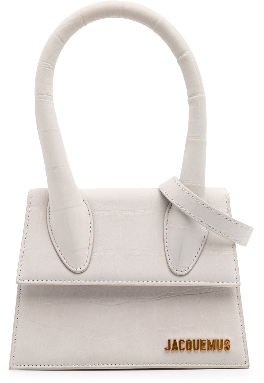 Jacquemus Croc Embossed Calfskin Le Chiquito Moyen Wit