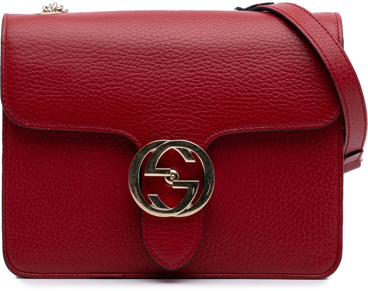 Gucci Small Dollar Calfskin Interlocking G Crossbody Rood