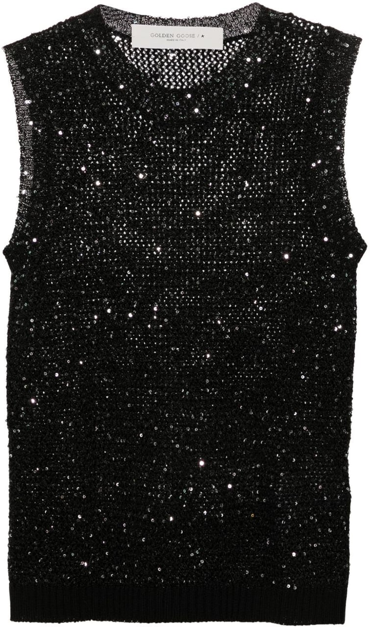 Golden Goose Knit vest with sequins 'Melyssa' Zwart