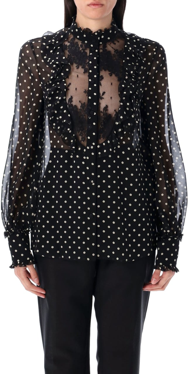 Valentino Garavani Shirt Pois Ruffle Blackivory Divers