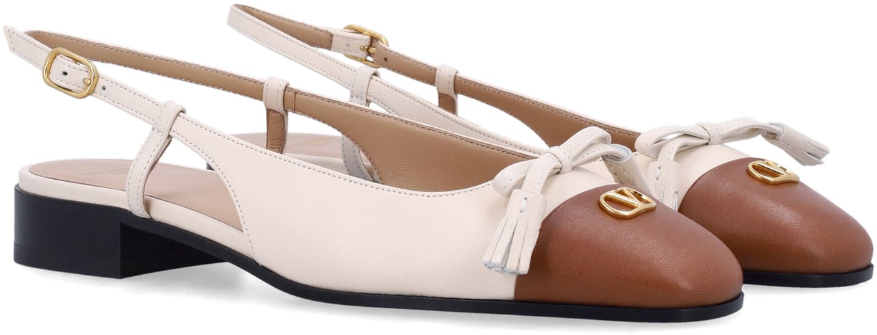 Valentino Garavani Sling Back Folifoliage Butter White Tabacco Wit