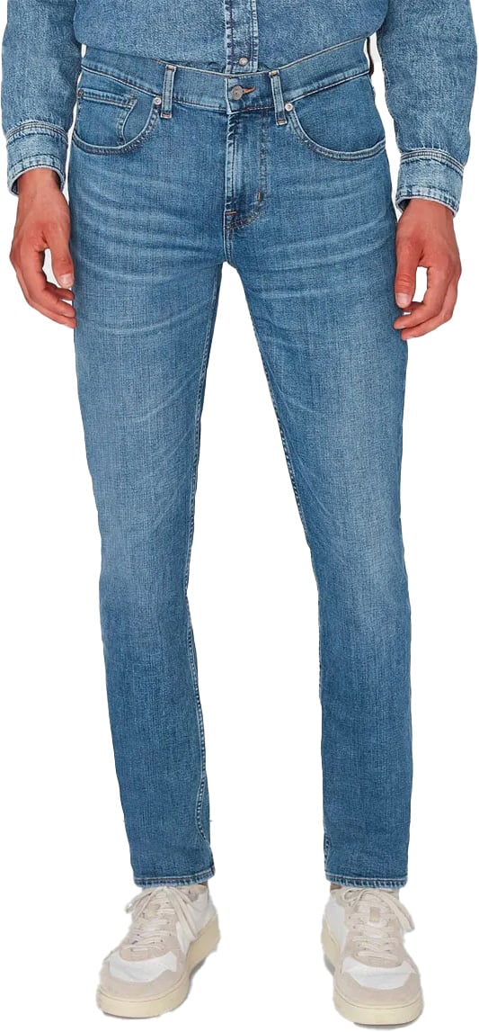 7 For All Mankind Slimmy Jazz Age Mid Blue Blauw
