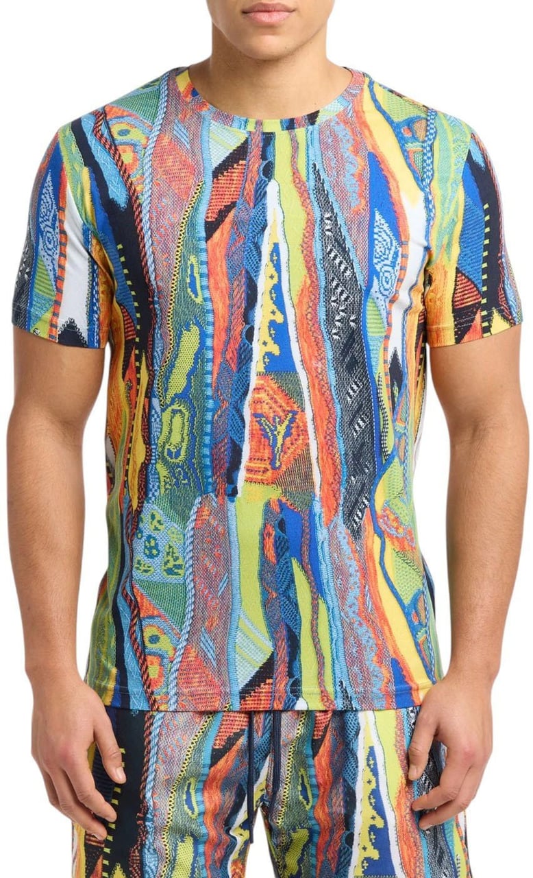 Carlo Colucci Knit Print T-shirt Petrol Divers