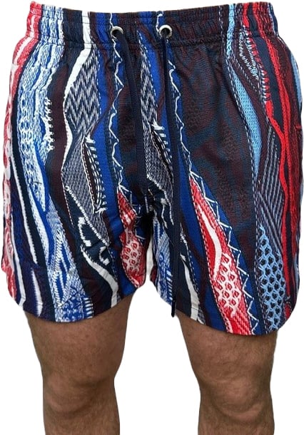 Carlo Colucci All Over Print Swim Navy Blauw
