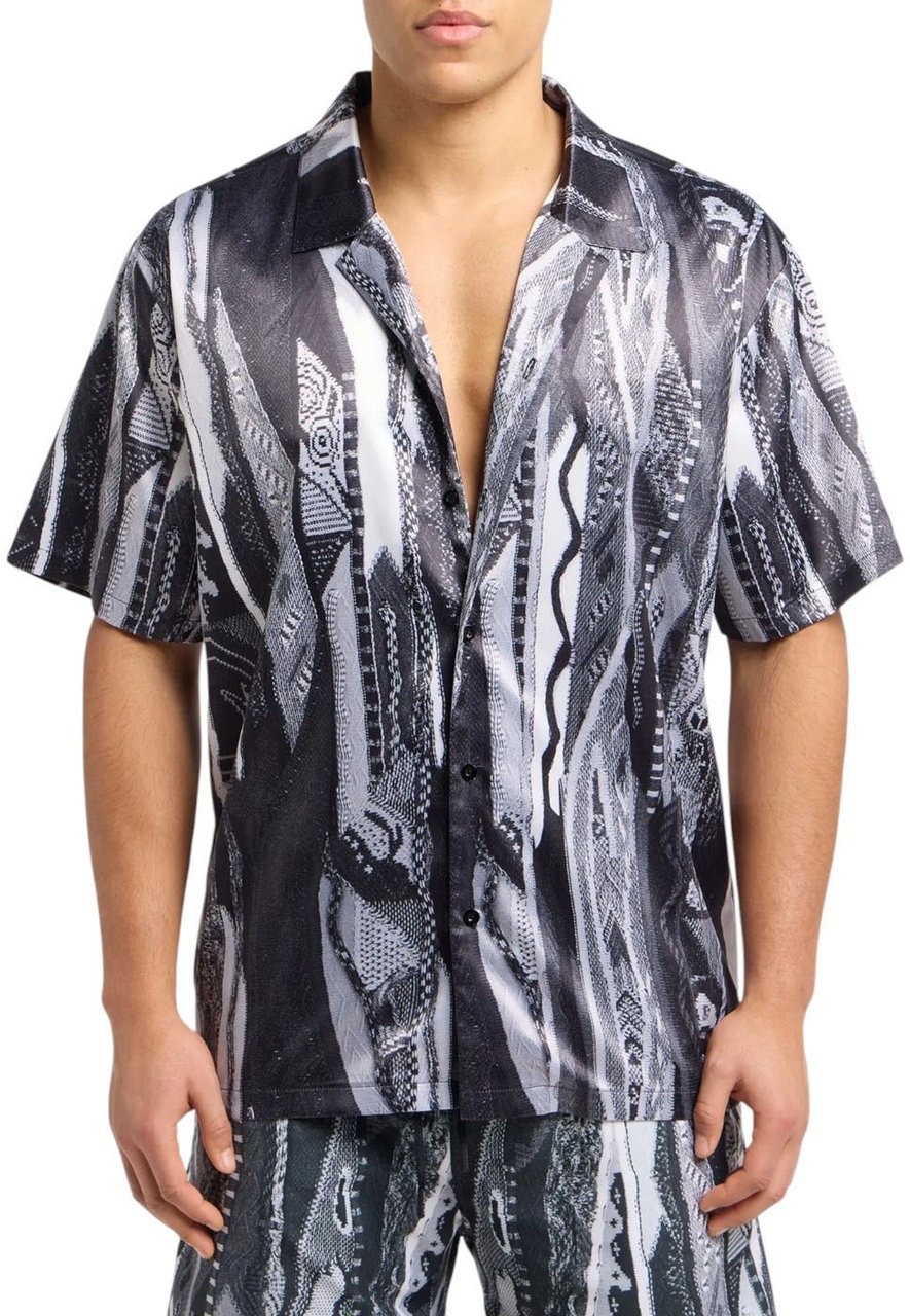Carlo Colucci Knit Print Shirt Black Zwart