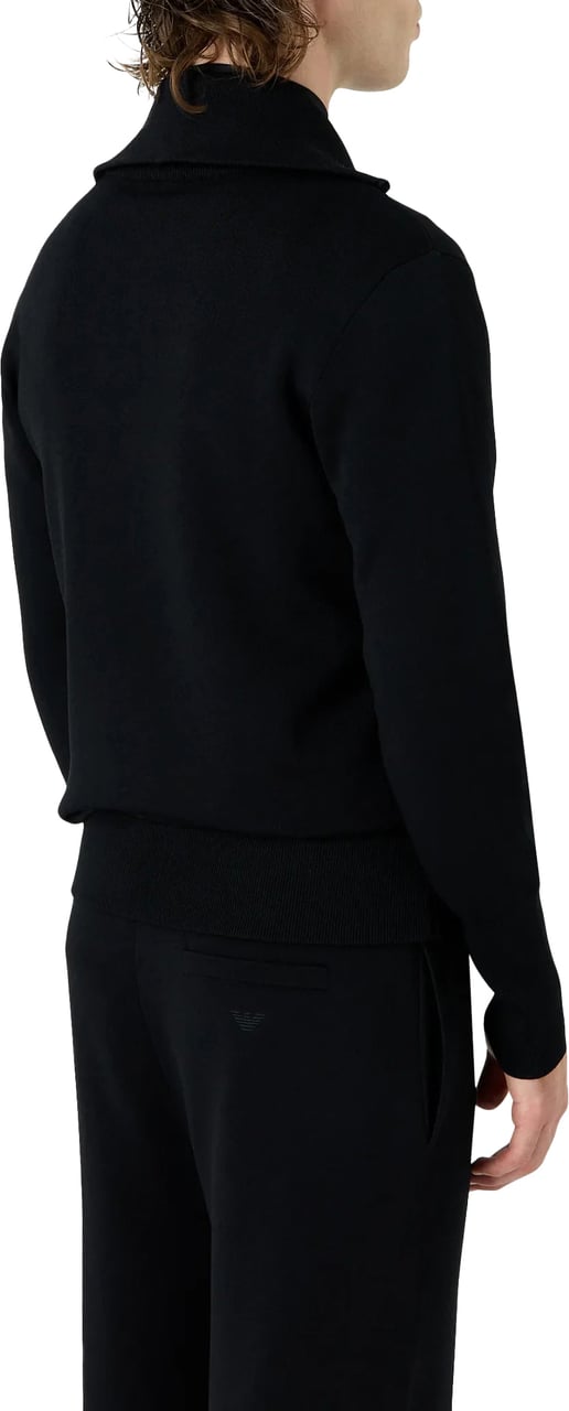 Emporio Armani Full Zip Blouson Plain Knit Viscose Zwart