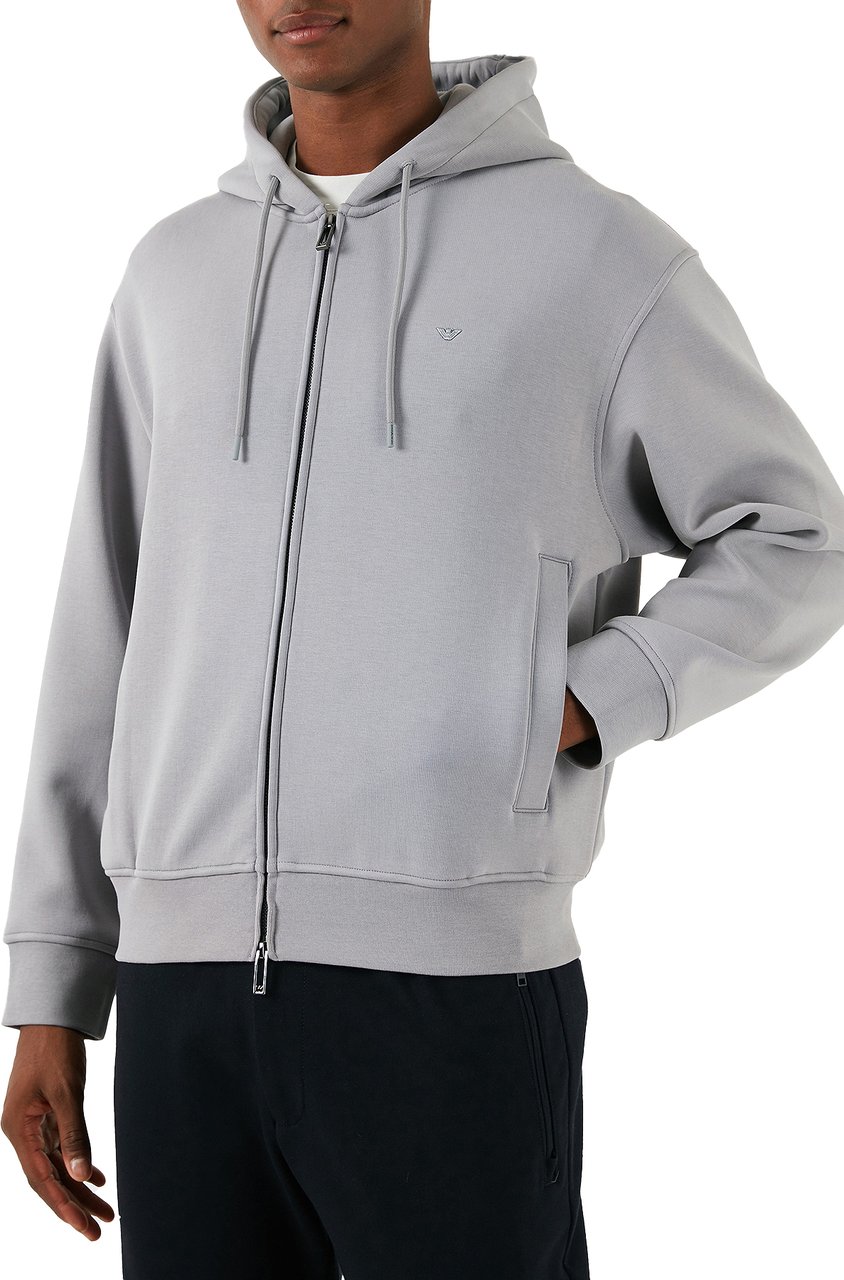 Emporio Armani Lyocell Blend Hood Grey Grijs