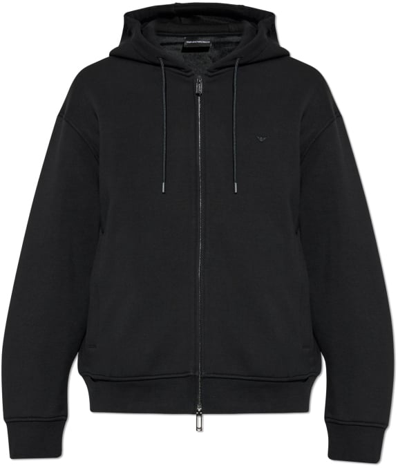 Emporio Armani Lyocell Blend Hood Black Zwart