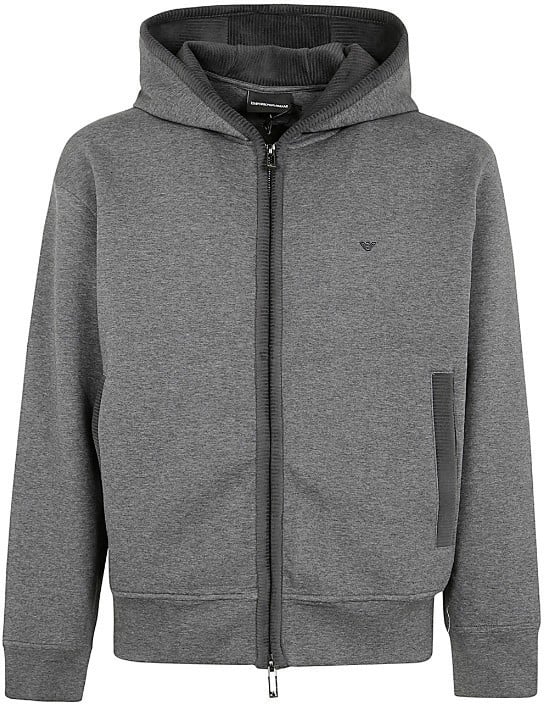 Emporio Armani Double Jersey Hood Verlour Grey Mel Grijs