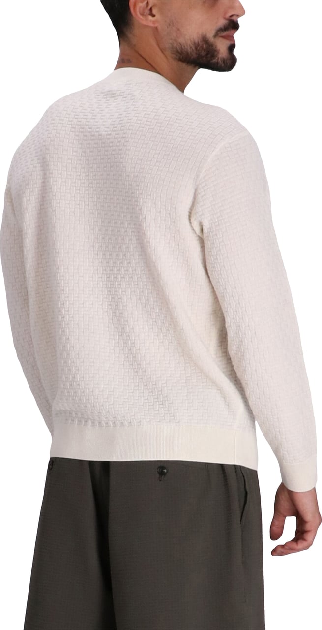 Emporio Armani Micro Textured Weave Chevron White Wit