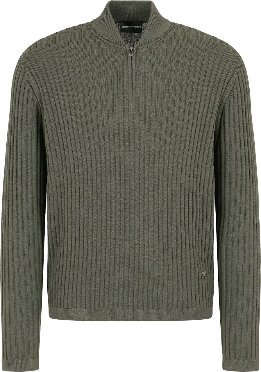 Emporio Armani Zip Neck Military Green Groen