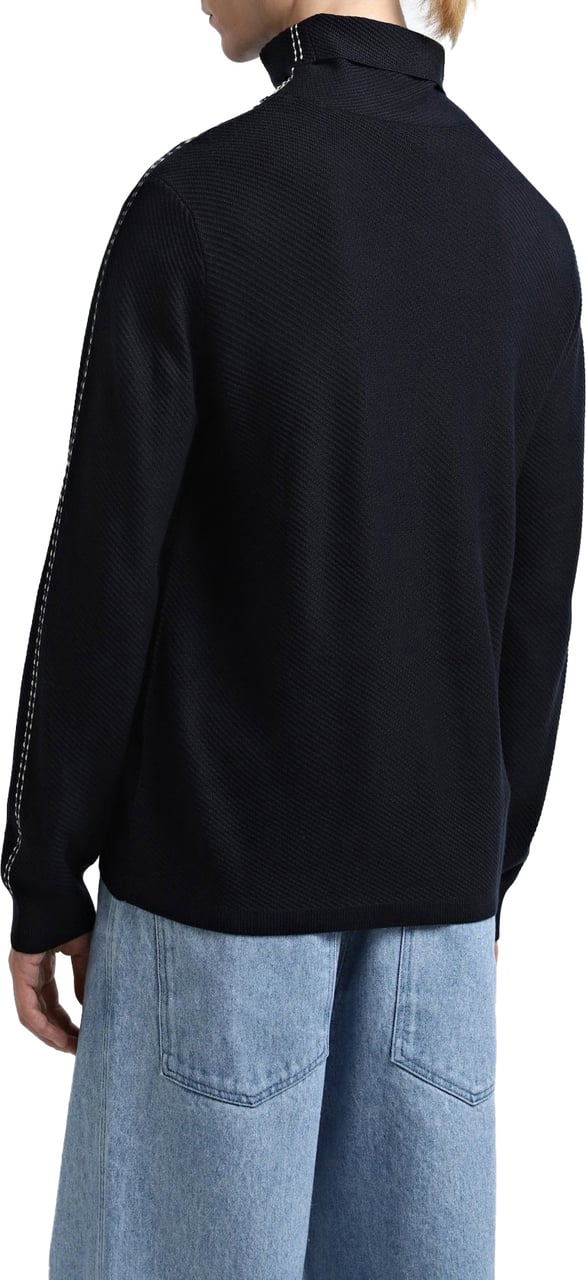 Emporio Armani Double Stripe Turtleneck Navy Blue Blauw