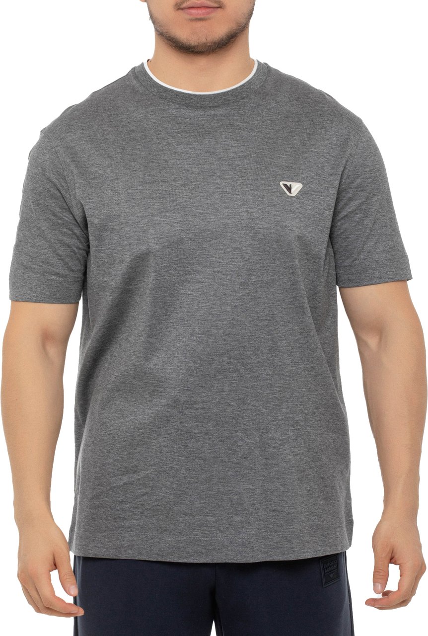 Emporio Armani Two Tone Micro Eagle Tee Grey Mel Grijs