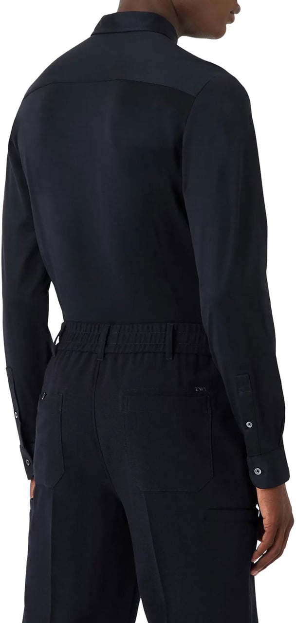 Emporio Armani Stretch Shirt Blue Blauw