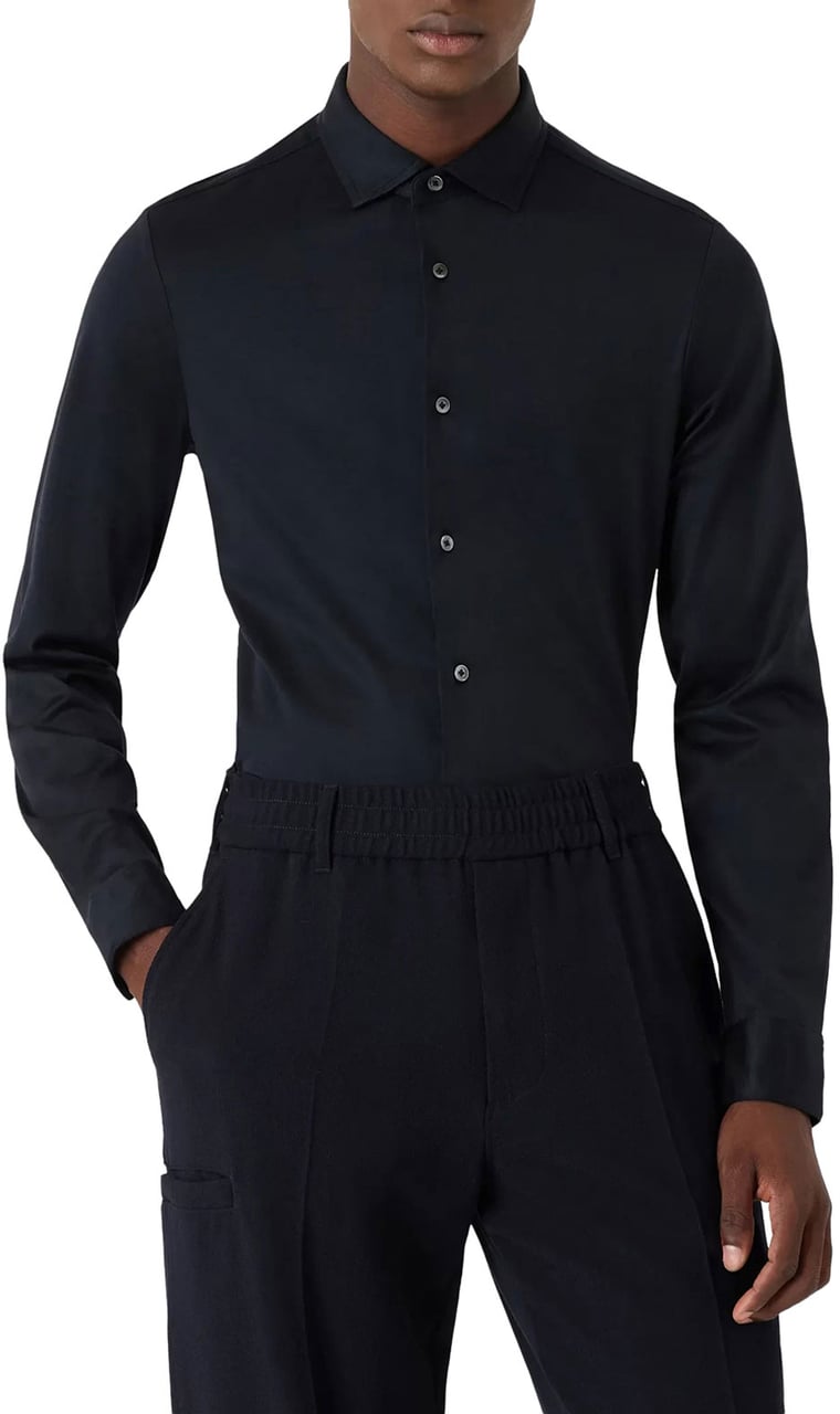 Emporio Armani Stretch Shirt Blue Blauw