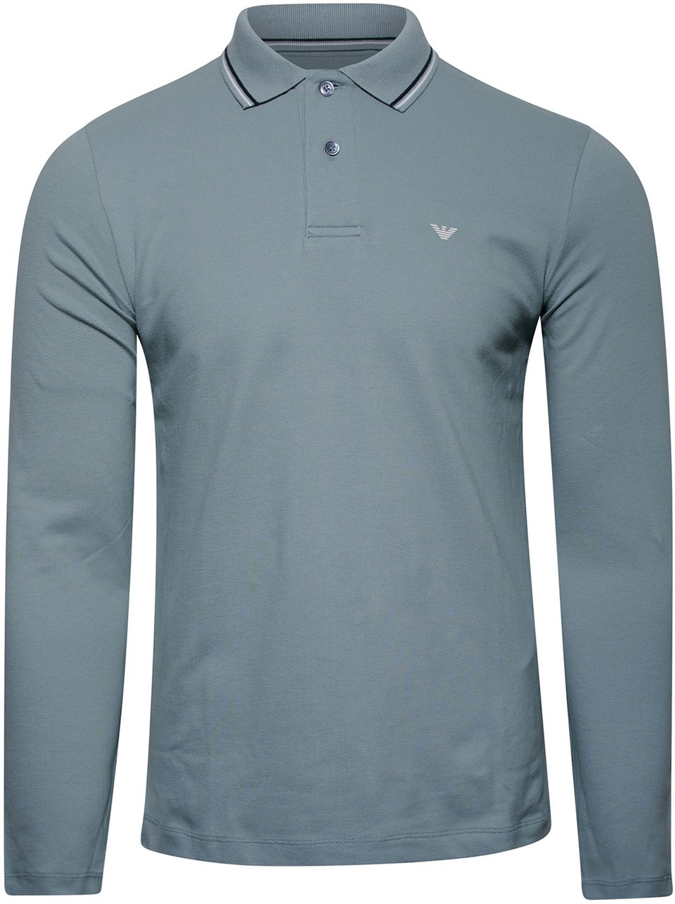Emporio Armani Double Stripe Longsleeve Silver Blu Blauw
