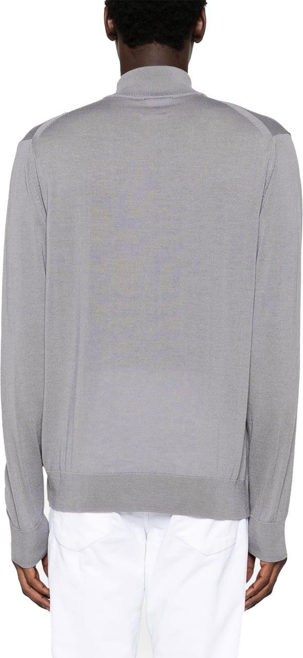 Emporio Armani Wool Full Zip Cardigan Grey Grijs