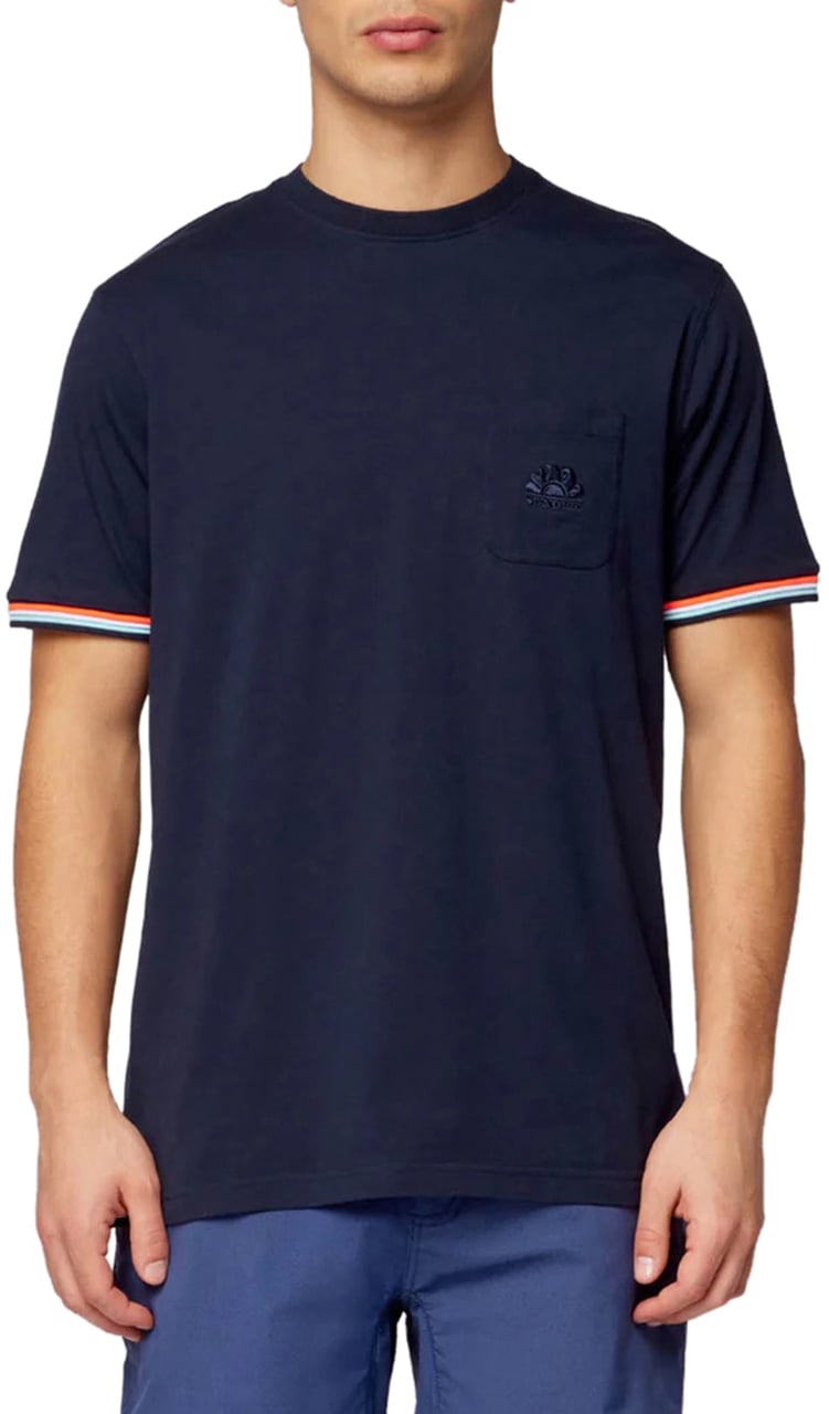 Sundek Finn Crew Neck Pocket Navy Blauw