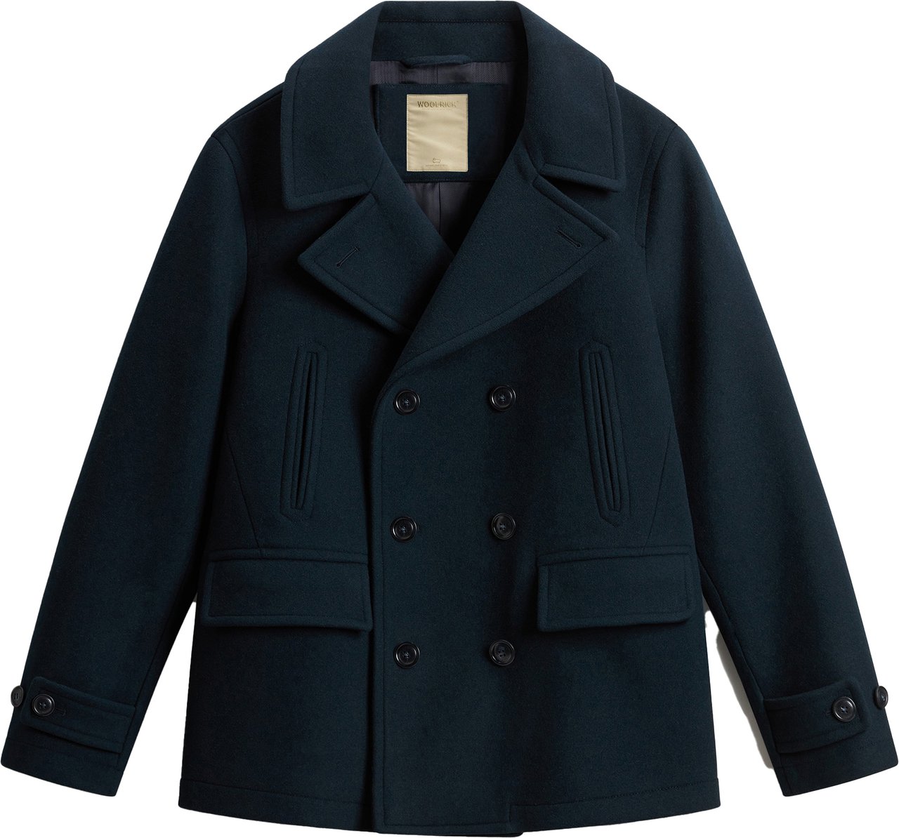 Woolrich Melton Wool Peacoat Melton Blue Blauw